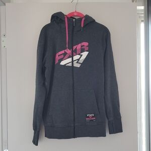Women's Gray and Pink Hoodie